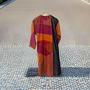 Marimekko Finland Women Size 6 70s Art-to-Wear Abstract Dress Multi Vintage Rare